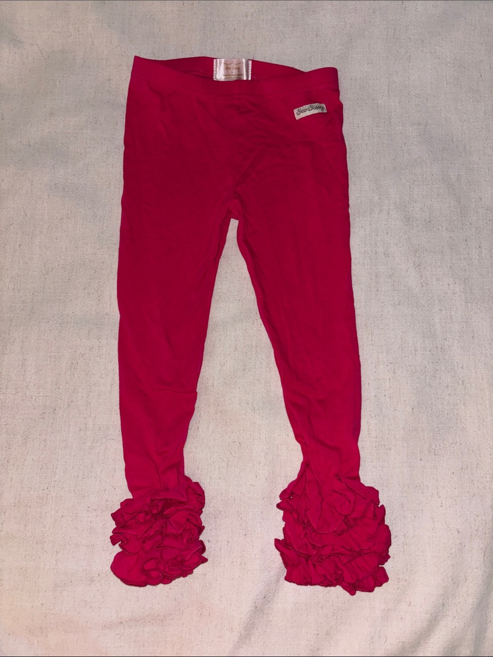 Ruffle Hem Girls' Leggings in Hot Pink
